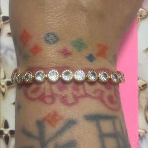 New 18K Gold Plated Baguette Diamond Bracelet